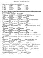 Bài tập tiếng Anh 11 cơ bản bài 2