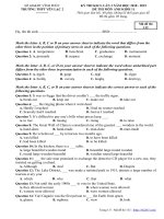 Đề thi KSCL lần 3 Tiếng Anh 11 năm 2018 – 2019 trường Yên Lạc 2 – Vĩnh Phúc - THI247.com