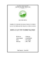 (Khóa luận tốt nghiệp) Nghiên cứu tri thức bản địa sử dụng cây thuốc tại xã Vân Trình, huyện Thạch An, tỉnh Cao Bằng