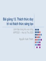 Bài giảng 13. Thách thức duy trì và thách thức sáng tạo