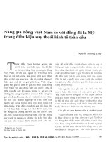 Nâng cao đồng Việt Nam so với đồng đô la Mỹ trong điều kiện suy thoái kinh tế toàn cầu.