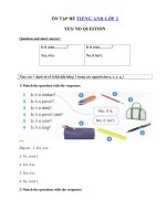  No Question có đáp án - Ôn tập hè Tiếng Anh lớp 2 chương trình mới có đáp án