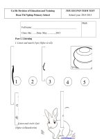 Tải Đề thi học kì 2 môn tiếng Anh lớp 3 năm 2015 trường tiểu học Đoàn Thị Nghiệp, Tiền Giang - Đề thi Tiếng Anh lớp 3 có file nghe