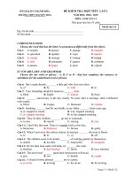 Đề kiểm tra 1 tiết Tiếng Anh 11 lần 1 năm 2018 - 2019 trường THPT Nguyễn Trãi - Thanh Hóa - THI247.com