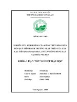 (Khóa luận tốt nghiệp) Nghiên cứu ảnh hưởng của công thức bón phân đến quá trình sinh trưởng phát triển của cây Lạc tiên (Passiflora foetida L.) nhân giống bằng hạt tại Thái Nguyên