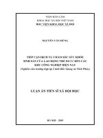 Tiếp cận dịch vụ chăm sóc sức khỏe sinh sản của lao động trẻ di cư đến các khu công nghiệp hiện nay (Nghiên cứu trường hợp tại 2 tỉnh Bắc Giang và Vĩnh Phúc