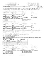 Đề thi học kì 1 môn Hóa học 12 năm 2019-2020 có đáp án - Trường THPT Nguyễn Huệ