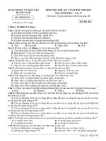 Đề thi học kì 1 môn Sinh học 11 năm 2020-2021 có đáp án - Trường THPT chuyên Nguyễn Bỉnh Khiêm