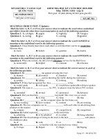 Đề thi học kì 1 môn Tiếng Anh 11 năm 2019-2020 có đáp án - Sở GD&ĐT Quảng Nam