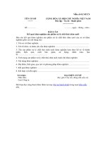 Mẫu số 01.MTCN: Báo cáo kết quả khảo nghiệm sản phẩm xử lý chất thải chăn nuôi