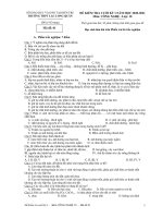 Đề thi học kì 1 môn Công nghệ 10 năm 2020-2021 có đáp án - Trường THPT Lạc Long Quân