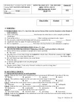 Đề thi học kì 1 môn Tiếng Anh 12 năm 2019-2020 có đáp án - Trường THPT Nguyễn Chí Thanh