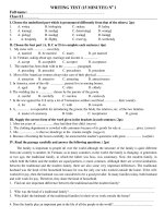 Bài kiểm tra 15 phút lần 1 HKI tiếng Anh lớp 12 (With key)