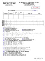 Đề thi học kì 1 môn Sinh học 11 năm 2019-2020 có đáp án - Trường THPT Lương Văn Cù
