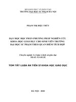 Dạy học học phần phương pháp nghiên cứu khoa học giáo dục cho sinh viên trường đại học sư phạm theo quan điểm tích hợp tt 
