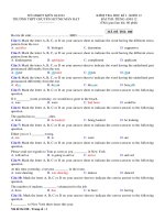 Đề thi học kì 1 môn Tiếng Anh 12 năm 2019-2020 có đáp án - Trường THPT chuyên Huỳnh Mẫn Đạt