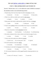 Tải Bài tập tiếng Anh lớp 11 Unit 1 The Generation Gap - Bài tập tiếng Anh Unit 1 lớp 11 có đáp án