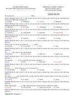 Đề thi học kì 1 môn Tiếng Anh 12 năm 2020-2021 có đáp án - Trường THPT chuyên Huỳnh Mẫn Đạt