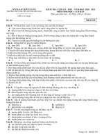 Đề thi học kì 1 môn Sinh học 11 năm 2020-2021 có đáp án - Trường THPT chuyên Huỳnh Mẫn Đạt (Khối cơ bản)