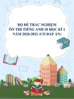 Bộ đề trắc nghiệm ôn thi tiếng Anh 10 học kì 1 năm 2020-2021 (Có đáp án)