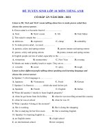 Tải Đề thi thử tiếng Anh vào lớp 10 Bắc Ninh năm 2020 - Đề thi tuyển sinh lớp 10 môn Anh có đáp án