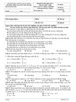 Đề thi học kì 1 môn Vật lí 12 năm 2019-2020 có đáp án - Trường THPT Nguyễn Chí Thanh (Khối KHXH)