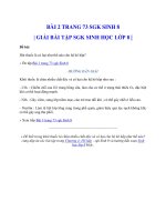 Bài 2 trang 73 sgk Sinh học 8 | Giải bài tập Sinh 8