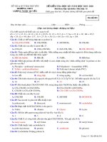 Đề thi học kì 1 môn Hóa học 12 năm 2019-2020 có đáp án - Trường THPT Lương Ngọc Quyến