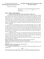 Đề thi học kì 1 môn Ngữ văn 10 năm 2020-2021 có đáp án - Trường THPT Lương Ngọc Quyến