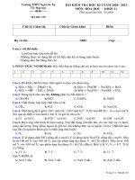 Đề thi học kì 1 môn Hóa học 11 năm 2020-2021 có đáp án - Trường THPT Ngô Gia Tự