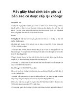 Mất giấy khai sinh bản gốc và bản sao có được cấp lại không?