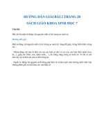 Hướng dẫn giải bài 2 trang 28 sgk Sinh học 7