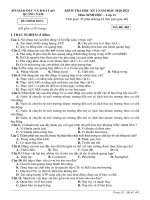 Đề thi học kì 1 môn Sinh học 11 năm 2020-2021 có đáp án - Trường THPT Sào Nam