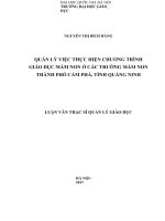 Quản lý việc thực hiện chương trình giáo dục mầm non ở các trường mầm non thành phố cẩm phả, tỉnh quảng ninh   