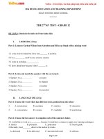 đề kiem tra 1 tiet lan 2 mon tiếng Anh lop 12 Trường thpt doan thuong hai duong nam 2015 2016