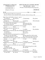 Đề thi học kì 1 môn Hóa học 12 năm 2020-2021 có đáp án - Trường THPT chuyên Nguyễn Bỉnh Khiêm