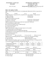 Đề thi học kì 1 môn Sinh học 11 năm 2020-2021 có đáp án - Trường THPT Lương Tài