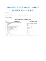 Hướng dẫn trả lời câu hỏi bài 2 trang 11 sgk Sinh học 7