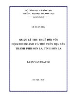quản lý thu thuế đối với hộ kinh doanh cá thể trên địa bàn thành phố sơn la, tỉnh sơn la luận văn thạc sĩ hà nội 