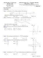 Đề thi học kì 1 môn Toán 12 năm 2020-2021 có đáp án - Trường THPT Sào Nam