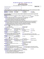 Đề thi học kì 1 môn Tiếng Anh 12 năm 2020-2021 có đáp án - Trường THPT Lương Văn Can