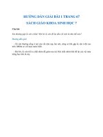 Hướng dẫn giải bài 1 trang 67 sgk Sinh học 7