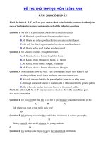 Tải Đề thi thử tốt nghiệp THPT lần 2 môn tiếng Anh trường THPT Đoàn Thượng - Đề thi tiếng Anh THPT Quốc Gia 2020 có đáp án