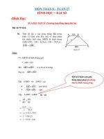NỘI DUNG BÀI HỌC TOÁN 8 - TUẦN 27