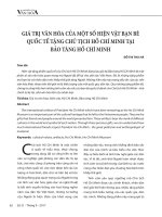 Giá trị văn hóa của một số hiện vật bạn bè quốc tế tặng Chủ tịch Hồ Chí Minh tại Bảo tàng Hồ Chí Minh
