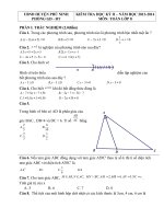 Đề thi toán lớp 8 học kỳ 2 phú ninh năm học 2013-2014 | Toán học, Lớp 8 - Ôn Luyện