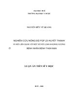 Nghiên cứu nồng độ FGF 23 huyết thanh và mối liên quan với một số yếu tố rối loạn khoáng xương ở bệnh nhân bệnh thận mạn 