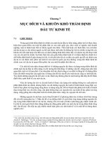 Bài đọc 10-1. Sách hướng dẫn phân tích chi phí – lợi ích cho các quyết định đầu tư. Chương 7: Mục đích và khuôn khổ thẩm định đầu tư kinh tế
