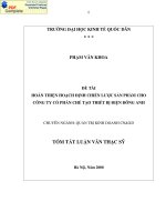 Hoàn thiện hoạch định chiến lược sản phẩm cho Công ty cổ phần chế tạo thiết bị điện Đông Anh