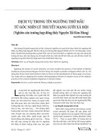 Dịch vụ trong tín ngưỡng thờ Mẫu từ góc nhìn lý thuyết mạng lưới xã hội (Nghiên cứu trường hợp đồng thầy Nguyễn Tất Kim Hùng)
